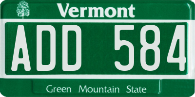 VT license plate ADD584