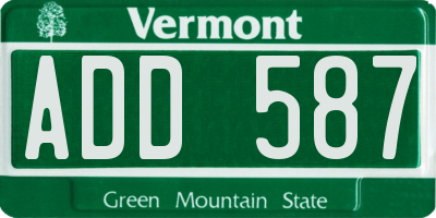 VT license plate ADD587
