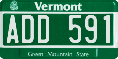 VT license plate ADD591
