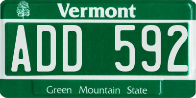 VT license plate ADD592
