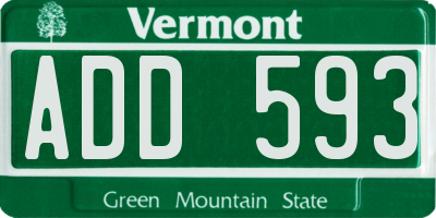 VT license plate ADD593
