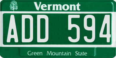 VT license plate ADD594