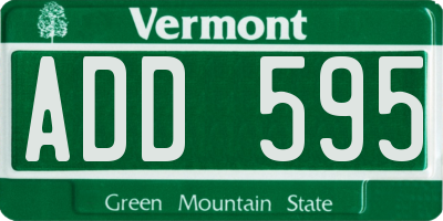 VT license plate ADD595