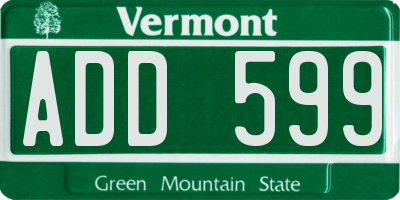VT license plate ADD599