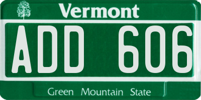 VT license plate ADD606