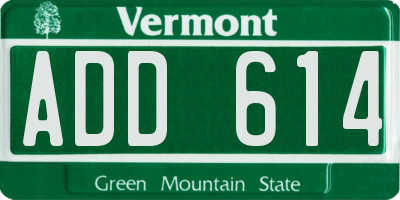 VT license plate ADD614