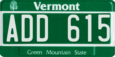VT license plate ADD615