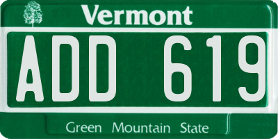 VT license plate ADD619
