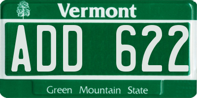 VT license plate ADD622