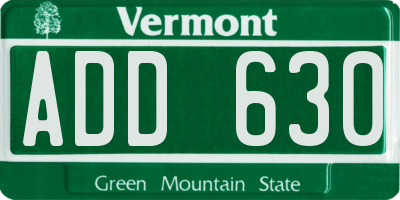 VT license plate ADD630