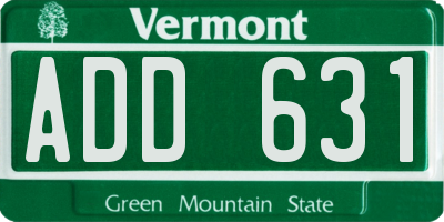 VT license plate ADD631