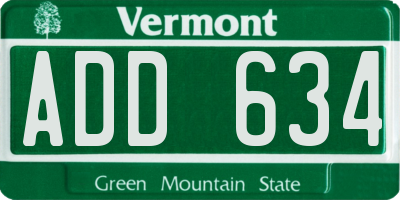 VT license plate ADD634