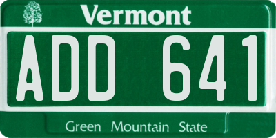 VT license plate ADD641