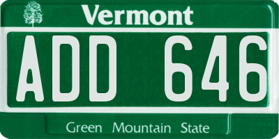 VT license plate ADD646