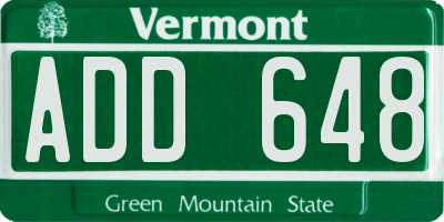 VT license plate ADD648