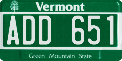 VT license plate ADD651