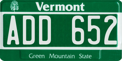 VT license plate ADD652