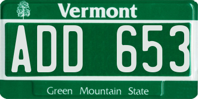 VT license plate ADD653