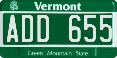 VT license plate ADD655
