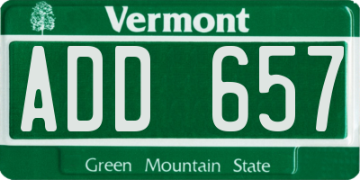 VT license plate ADD657