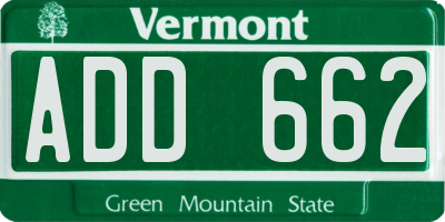 VT license plate ADD662