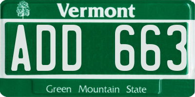VT license plate ADD663