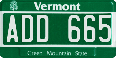 VT license plate ADD665