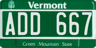 VT license plate ADD667