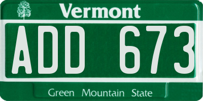 VT license plate ADD673