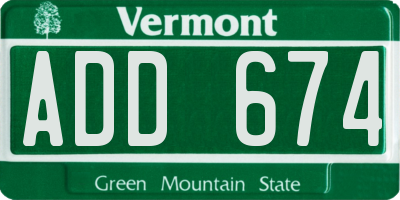 VT license plate ADD674
