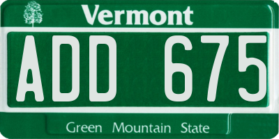 VT license plate ADD675
