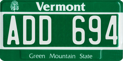 VT license plate ADD694