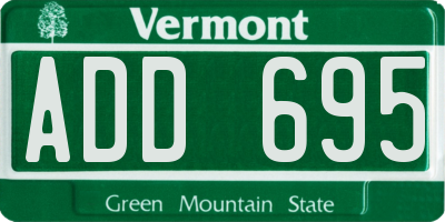 VT license plate ADD695