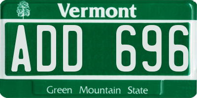 VT license plate ADD696