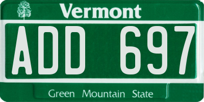VT license plate ADD697