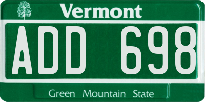 VT license plate ADD698
