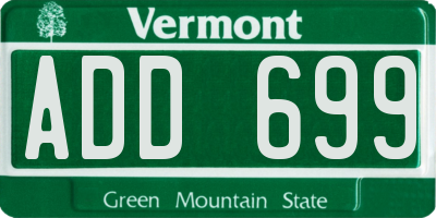 VT license plate ADD699