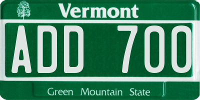 VT license plate ADD700