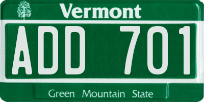 VT license plate ADD701
