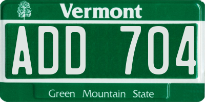 VT license plate ADD704