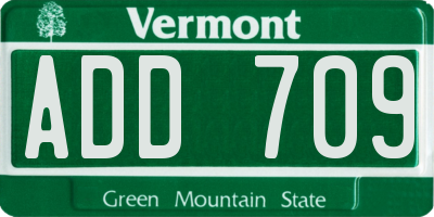 VT license plate ADD709