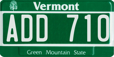 VT license plate ADD710