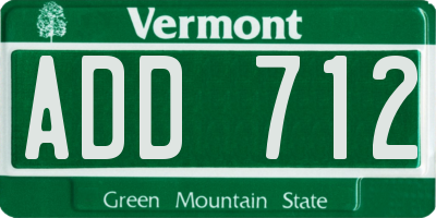 VT license plate ADD712