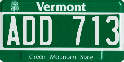 VT license plate ADD713