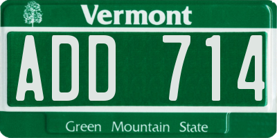 VT license plate ADD714