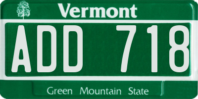 VT license plate ADD718