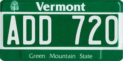 VT license plate ADD720
