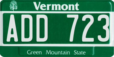 VT license plate ADD723