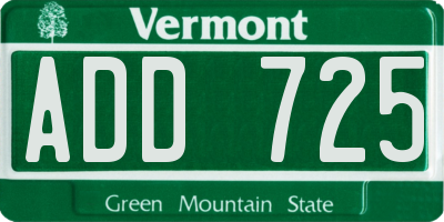 VT license plate ADD725