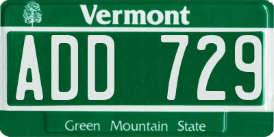 VT license plate ADD729